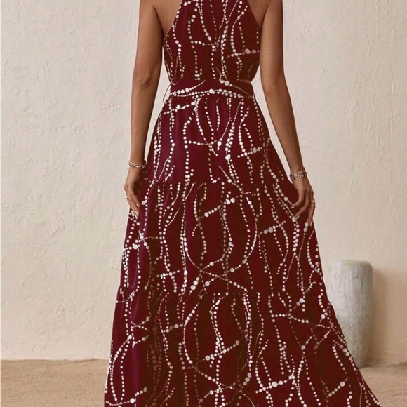 SHEIN L Strapless Burgundy Ruffle Cocktail Dress A-Line - Picture 2 of 5